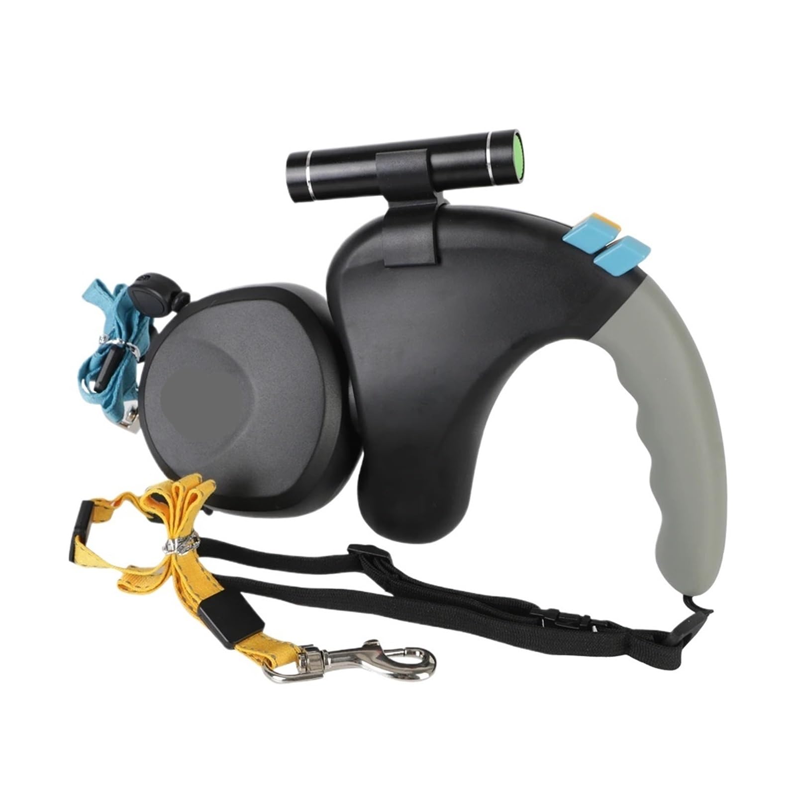 Laisse for Chien Double rétractable rotative 1 pièces avec lumière(Black)