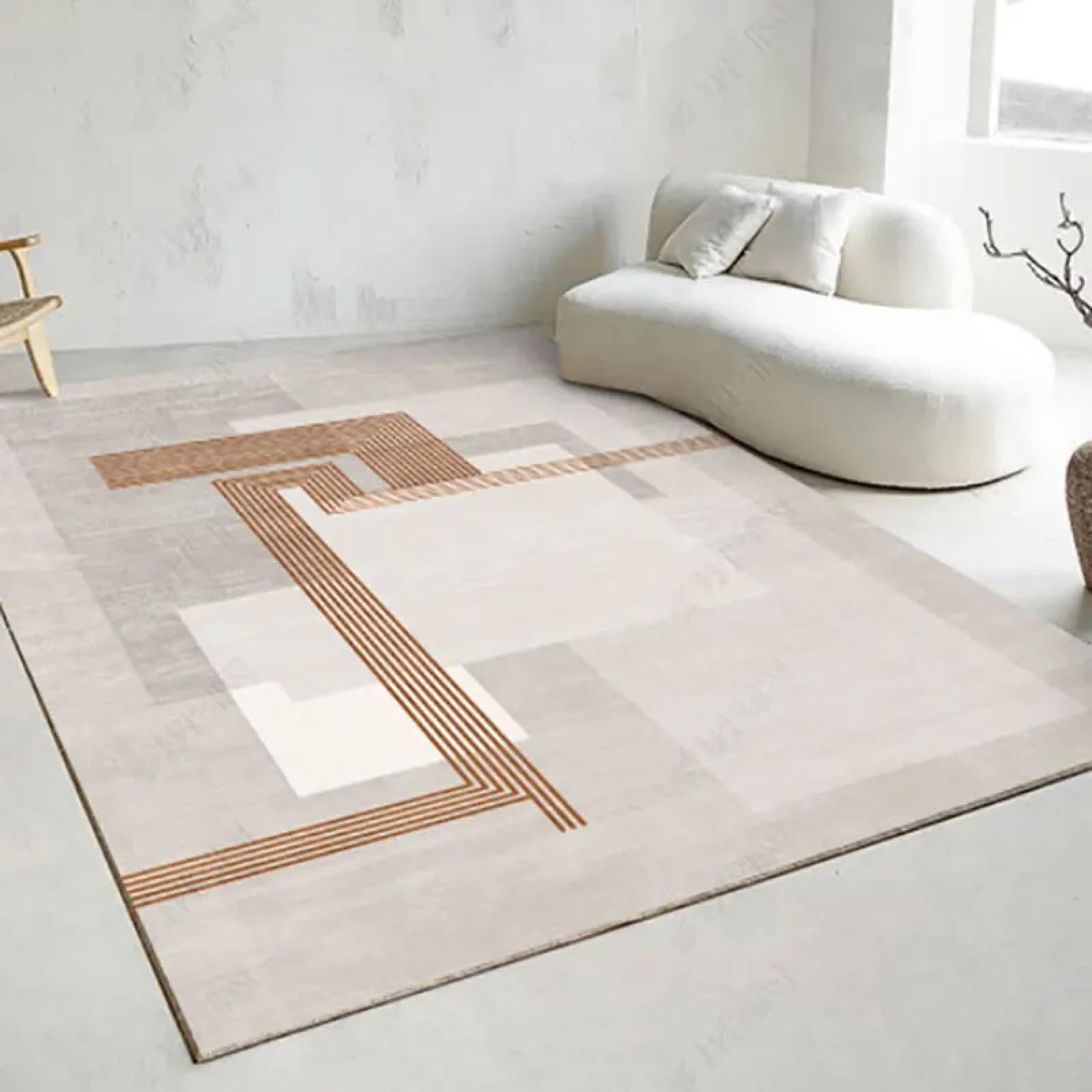 Tapis de salon moderne pour table basse et chevet noir et blanc luxueux