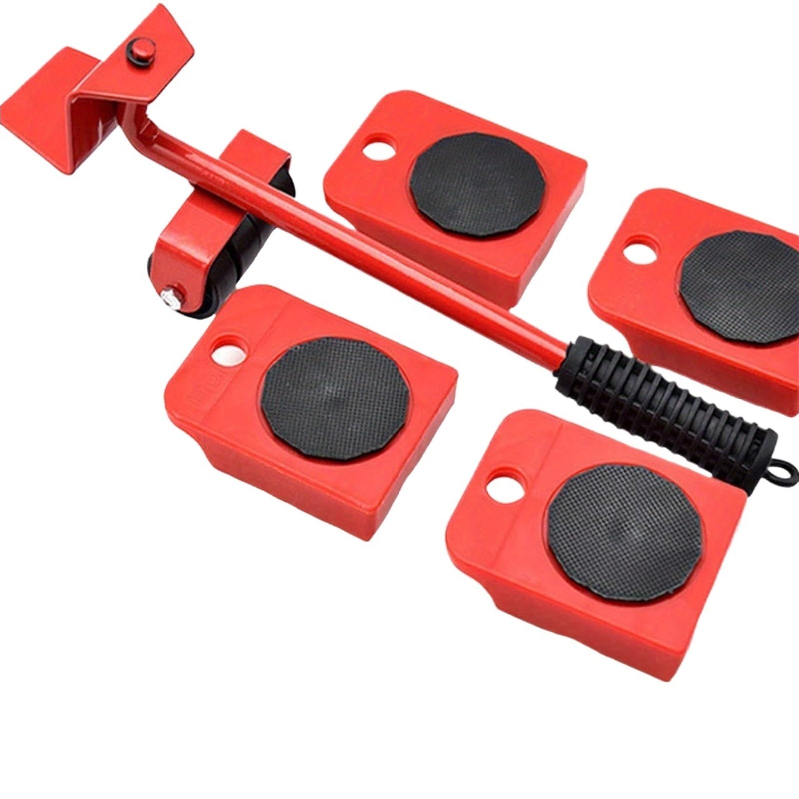 Kit per lo spostamento di mobili – Attrezzi a rulli resistenti con barra di sollevamento ruota, attrezzatura professionale per spostare facilmente oggetti pesanti, rosso