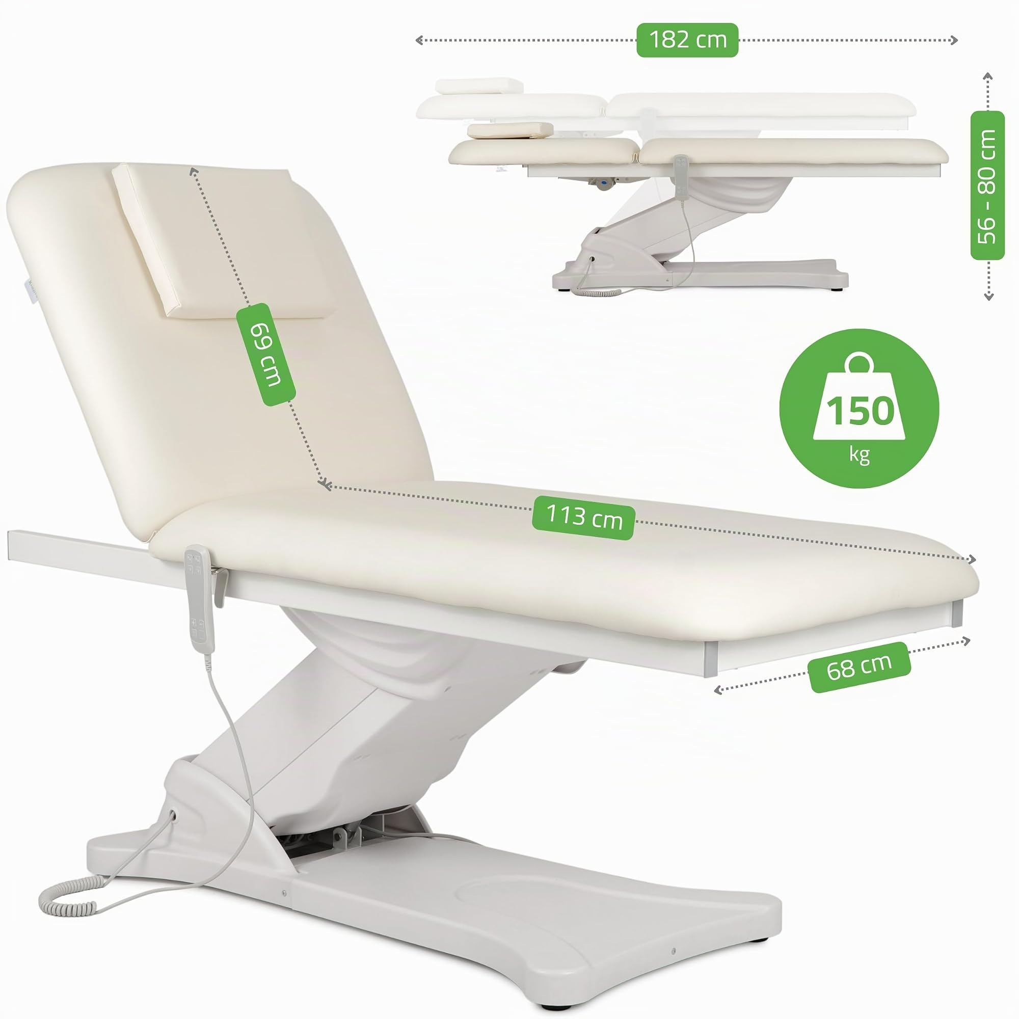 HABYS Camilla PRO 2 mit Heizung | Wellness & Spa elektrische Kosmetikliege Massageliege, Behandlungsliege | Höhenverstellbar Elektrisch | 199 x 74 cm