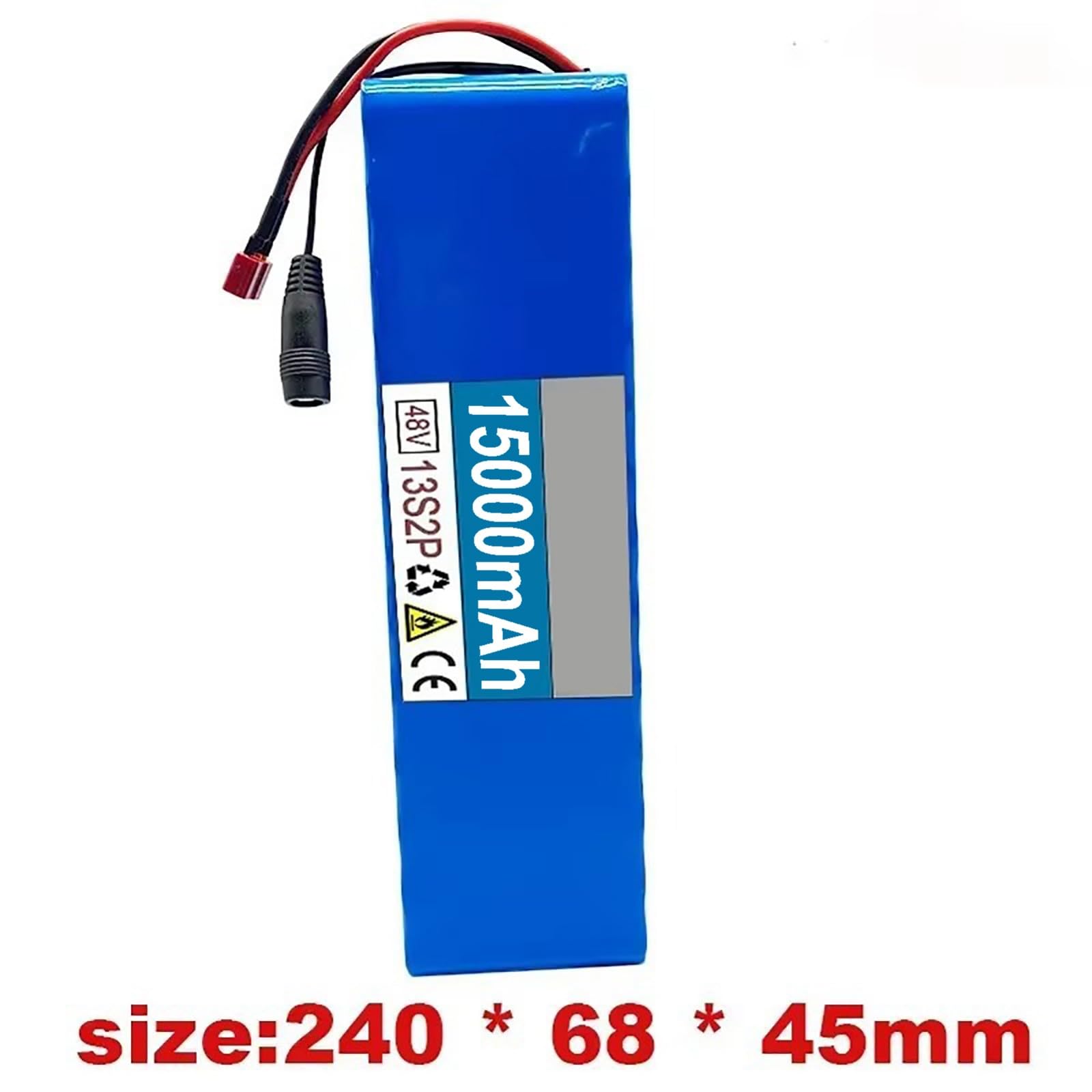 Batteria per ebike 48V 15Ah, pacco batteria per bicicletta elettrica con BMS integrato, batteria di ricambio 48V 13S2P con caricabatterie per motore di scooter elettrico da 200W-500W 48V 15Ah,XT60+SM