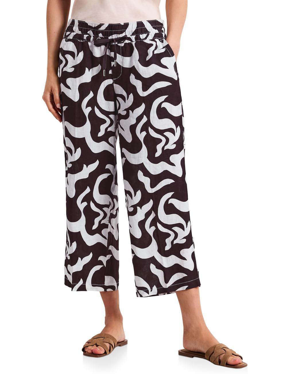 Street One Damen Mid Waist Wide Leg Hose mit Print 3817416
