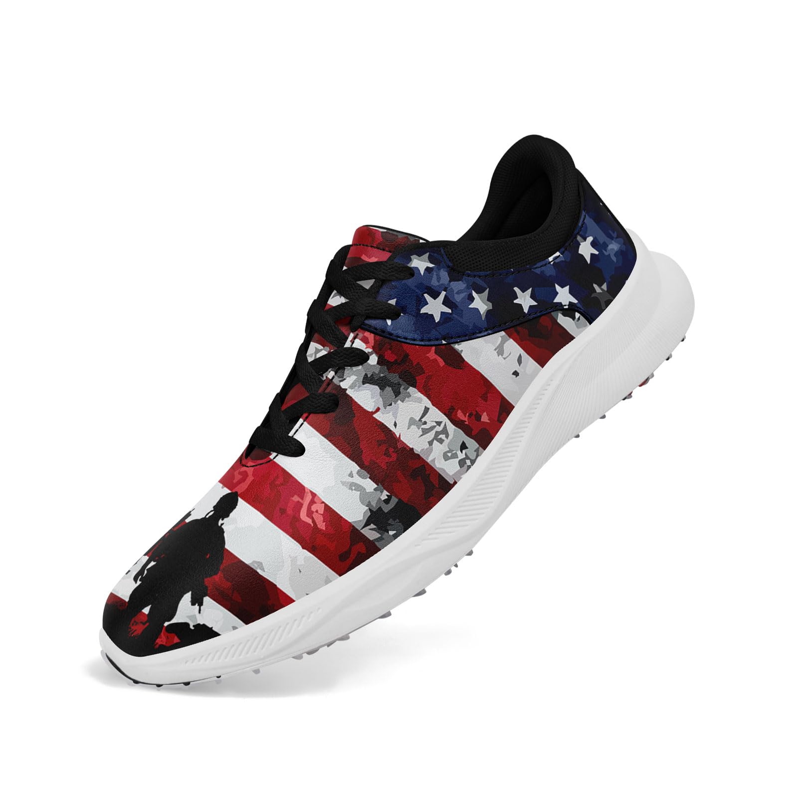 Onegam Patriotic Spikeless Golf Shoes for Men, Women's Breathable Golf Sneakers with American Flag Designs Sports Walking Footwear