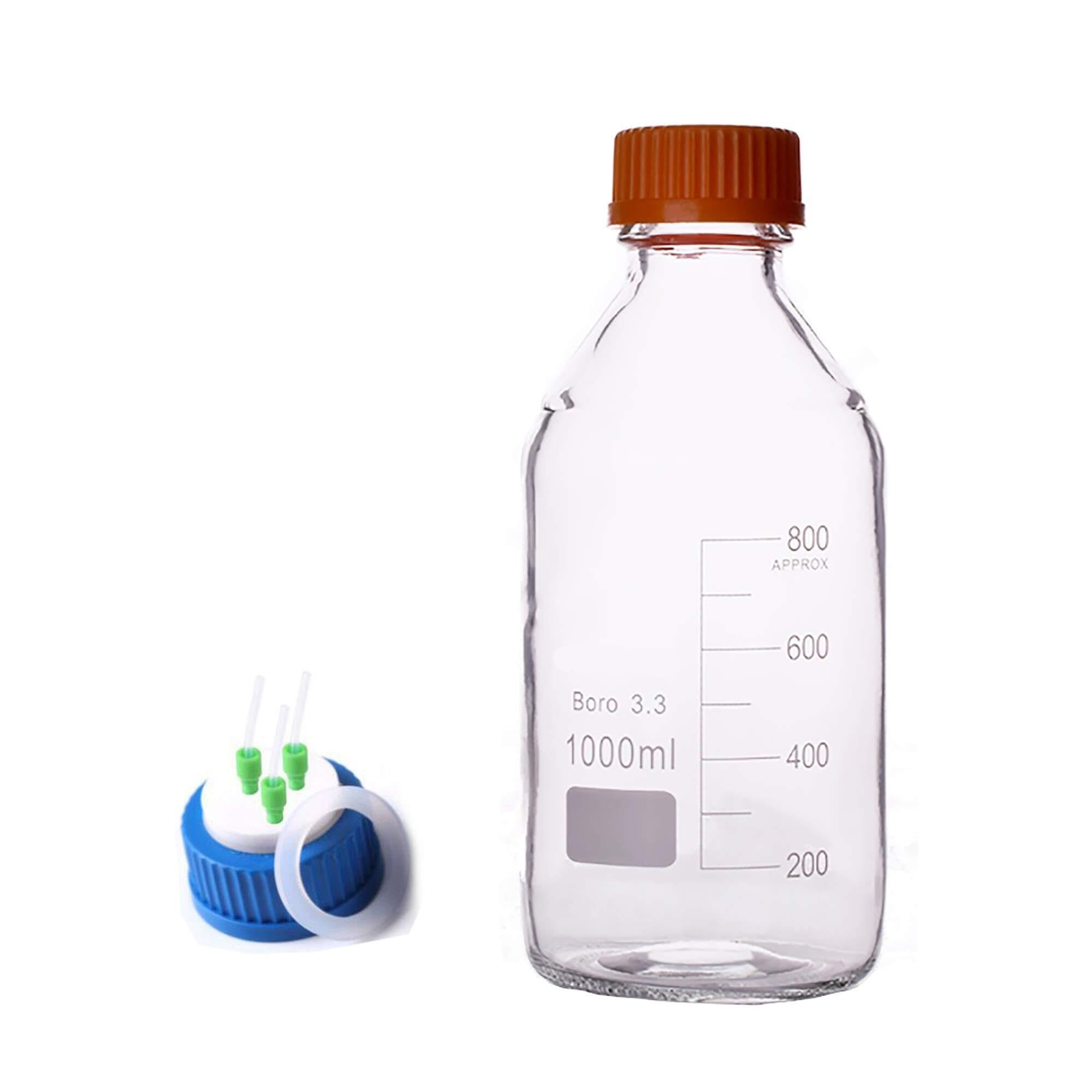 Butelka na odczynnik ze szkła borokrzemowego ze śrubą GL45 3-otworowa ruchoma zakrętka fazy — pojemność od 100 ml do 20 000 ml(2000ml)
