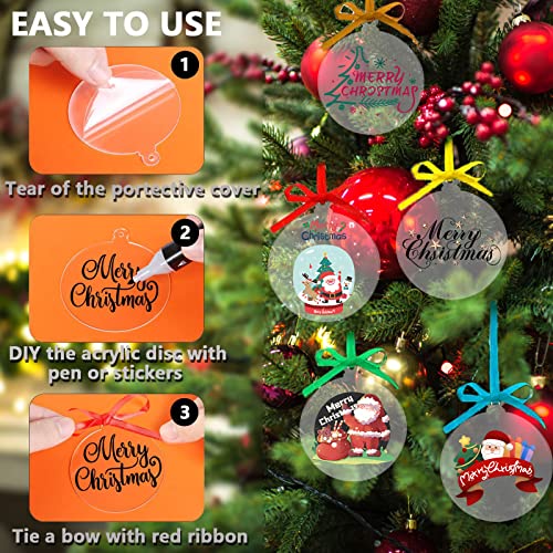 Yesweety G0-8S8R-8DX0 50 Pieces Christmas Hanging Ornaments Set 3''Christmas Ornament Acrylic Blank thumb #2