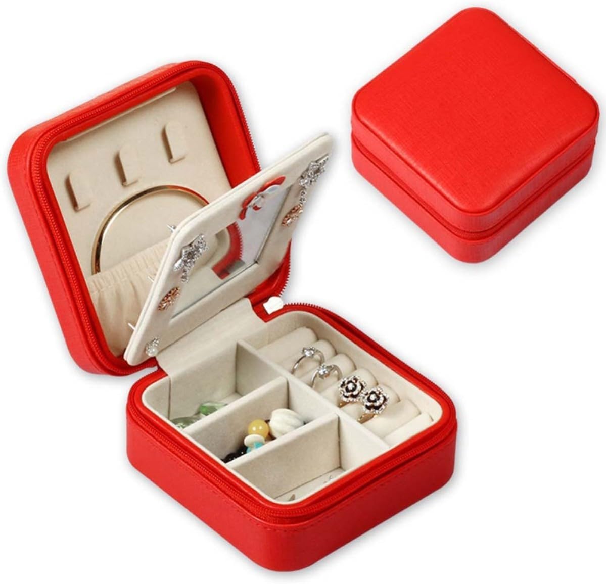COLLBATH Portable Small Jewelry Box, Travel Organizer PU Leather for Women image 2