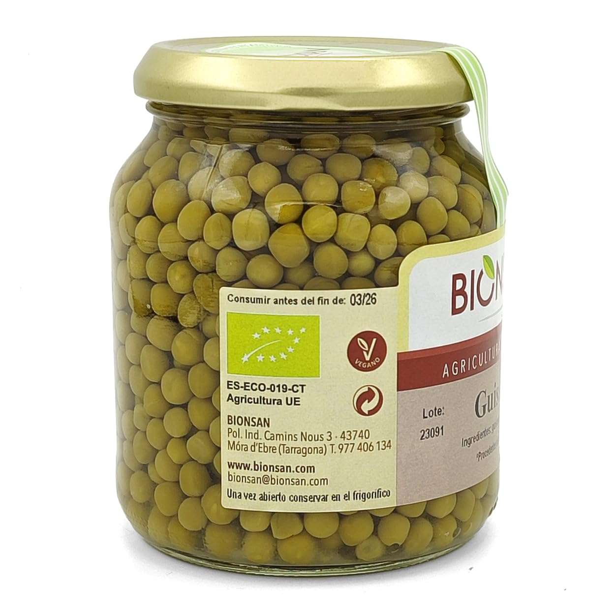 Guisantes cocidos ecológicos Bionsan 320 g | 2 x 320gr