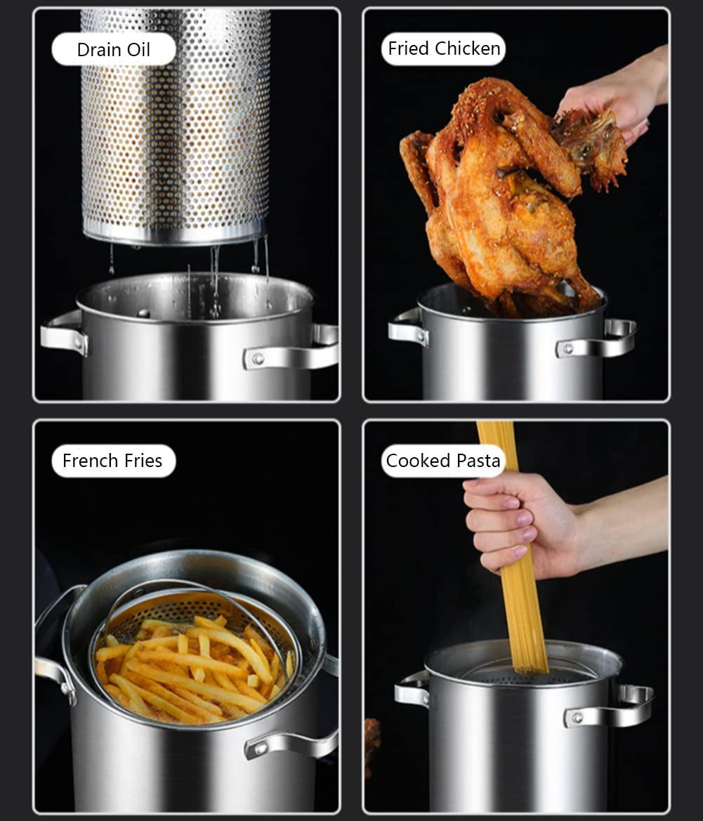 4L Spargeltopf, Spargeldampfgarer Pasta Pommes Frites Topf 304 Edelstahl Pasta Herd Herd Herd mit Siebkorb und Deckel für Home Kitchen Restaurant (Silber)