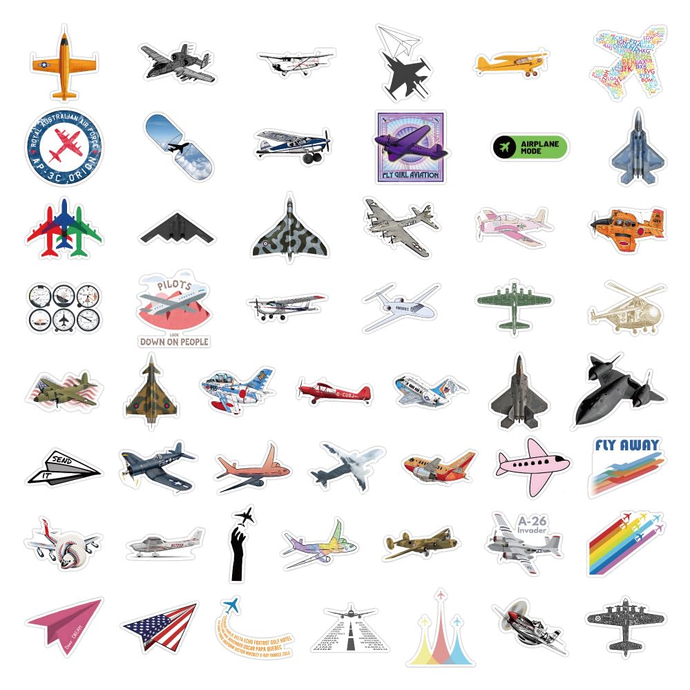 50 Pcs Aircraft Stickers for Kids Teens Adults Boys Girls Gift,Stickers Pack for Laptop,Skateboard,Luggage,Car,Bike - Image 2