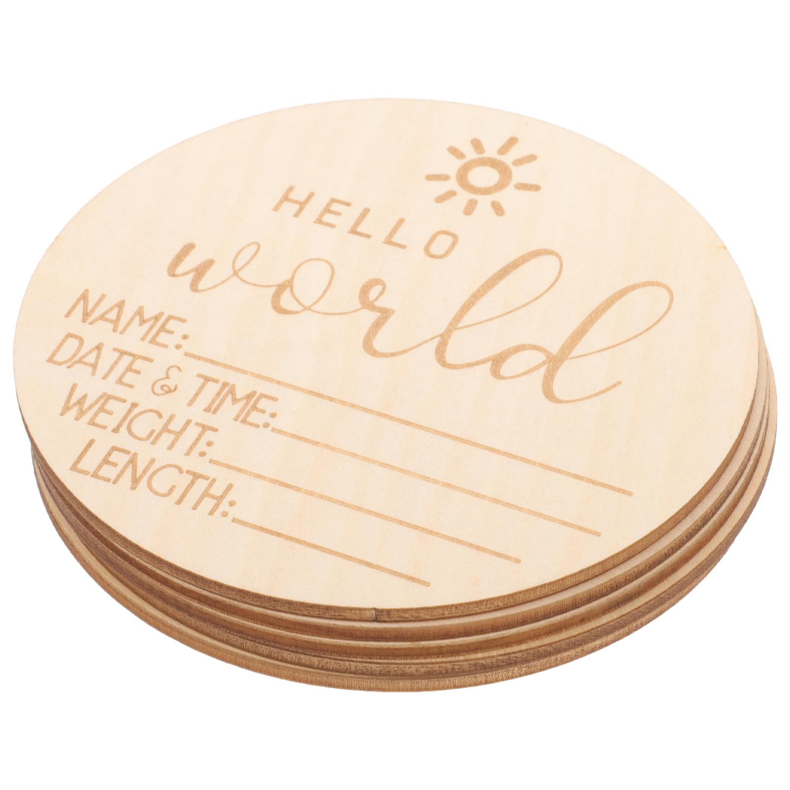 ibasenice Wooden Birth Announcement Sign Round Newborn Baby Name Signs for Photography Props