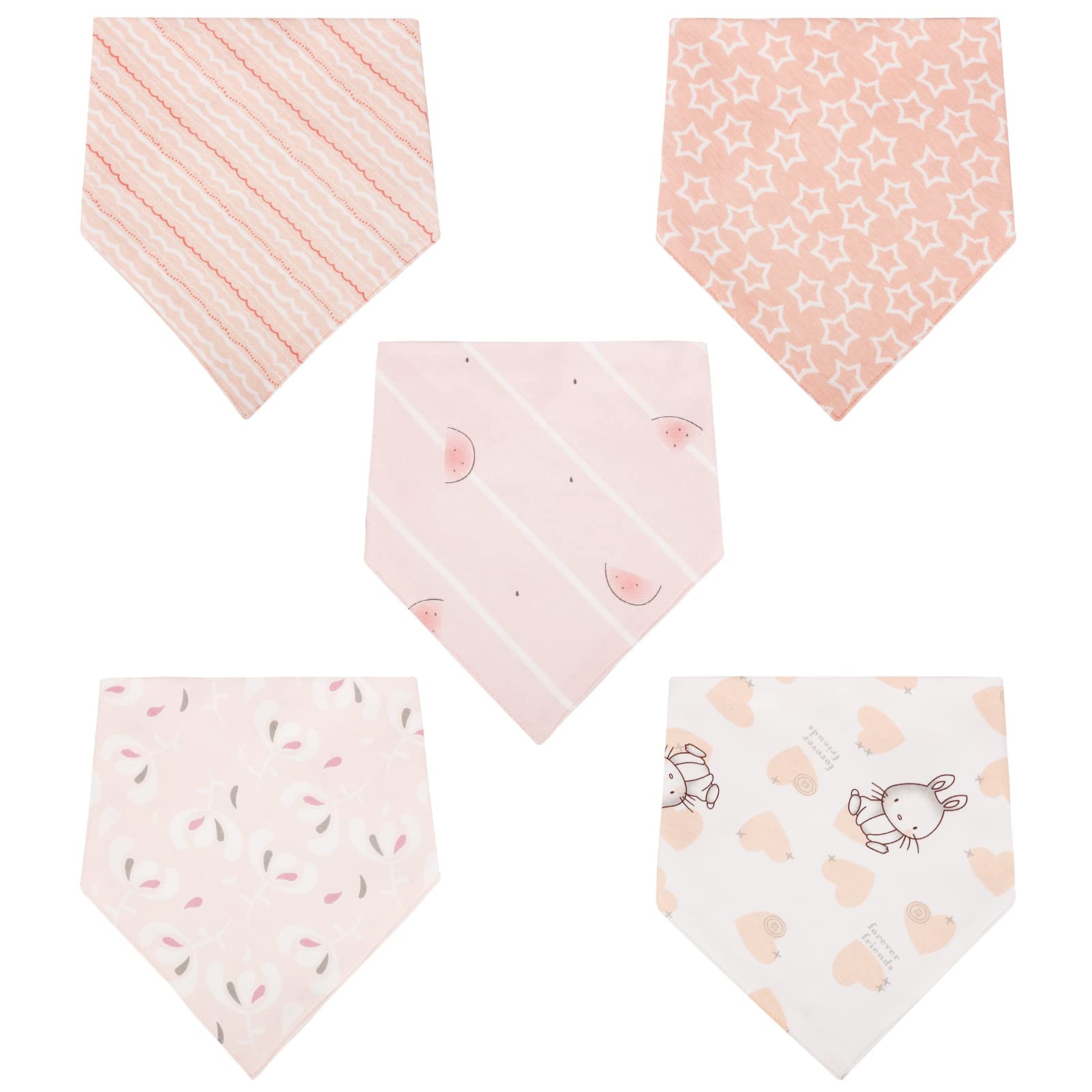 QINREN Baby Bandana Dribble Bibs, Triangle Drooling Bibs Boy Girls Teething Bibs, 100% Cotton Baby Bibs for Newborn and Toddlers, Soft and Absorbent Bibs with Adjustable Snaps