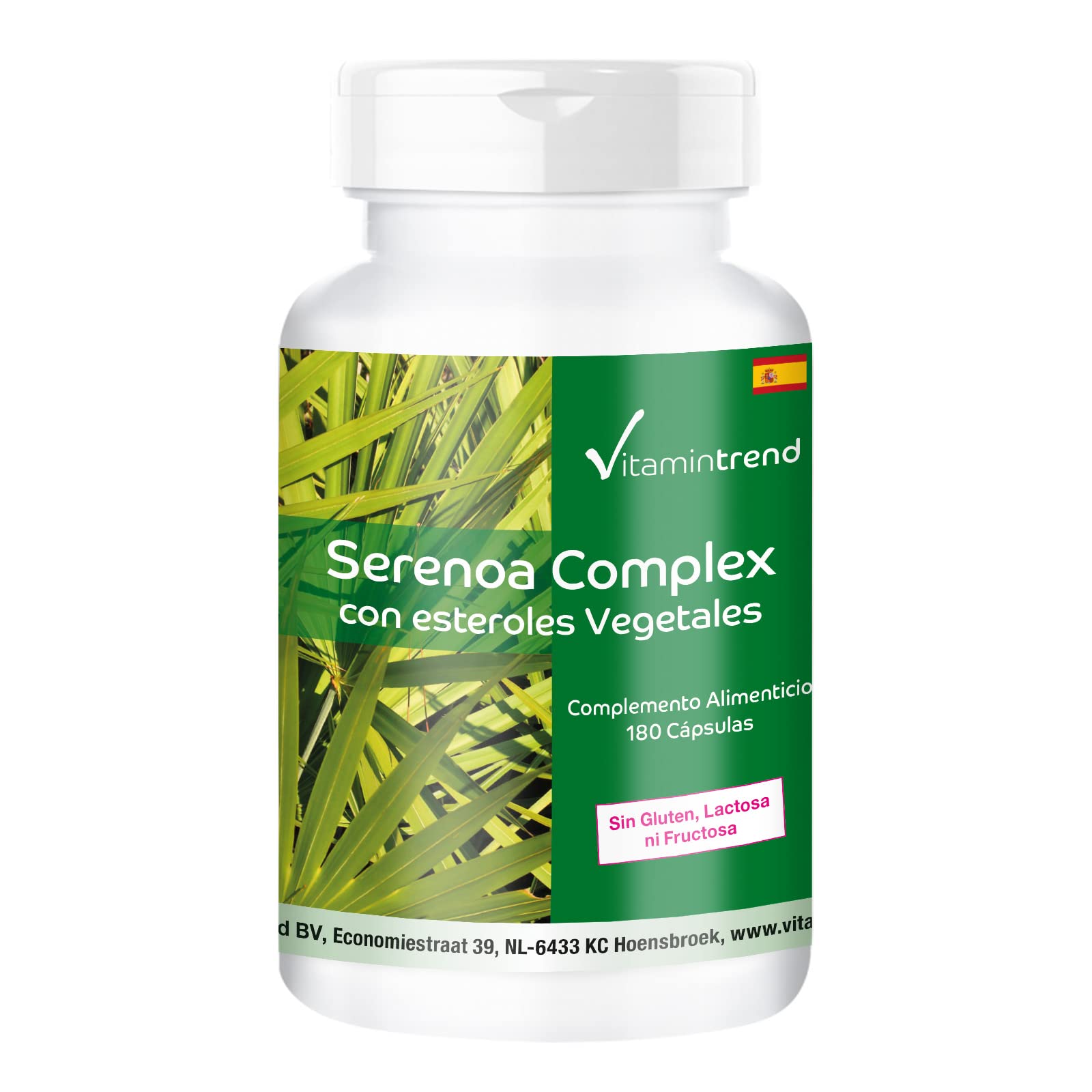 Vitamintrend Complejo de palmito enano con esteroles vegetales, 180 cápsulas, complemento alimenticio vegano sin estearato de magnesio, fabricado en Alemania