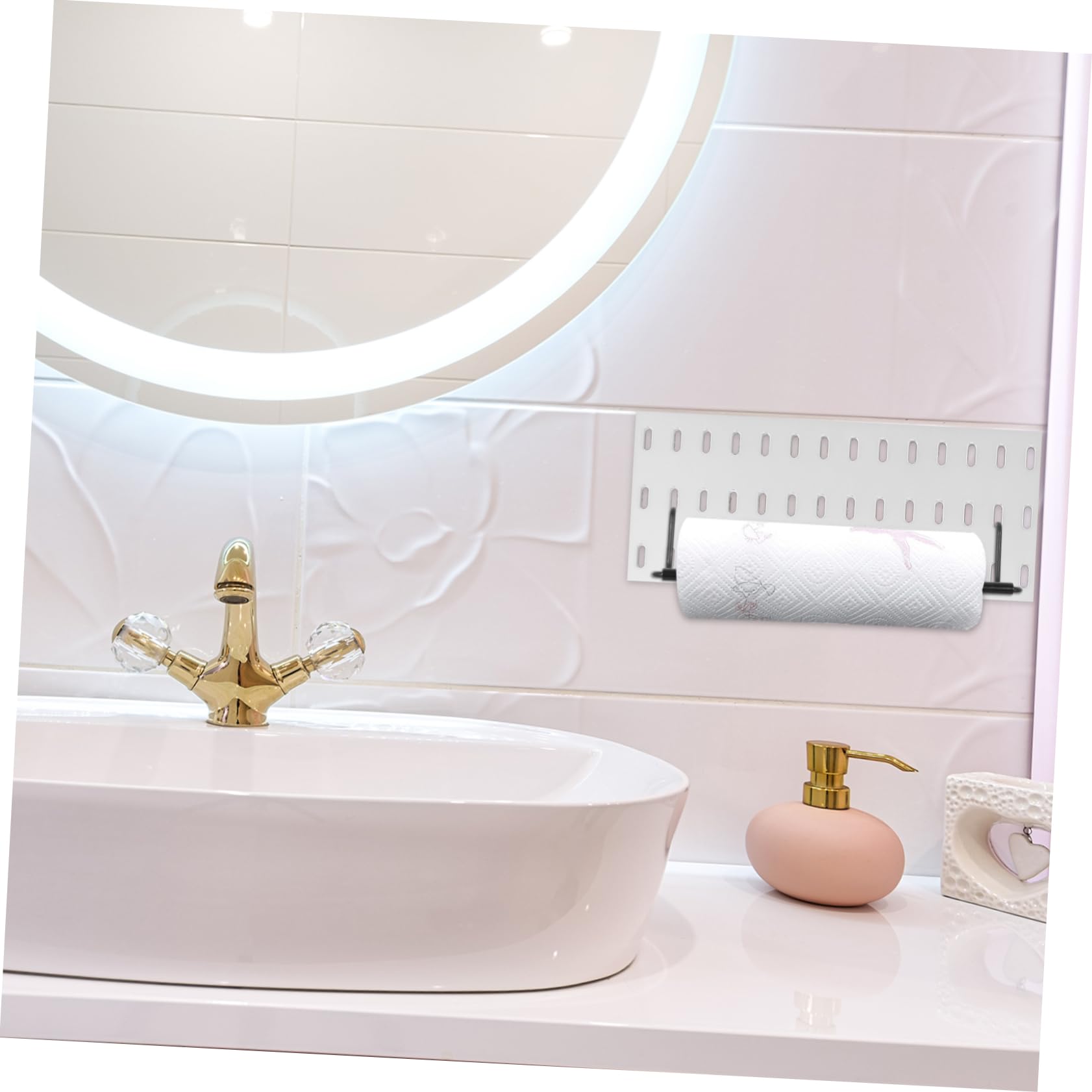 Gatuida Pegboard Paper Towel Holder Sturdy Metal Towel Hook for Easy Organization Kitchen Garage Office and Laundry Room Securely Holds Paper with Smooth Design