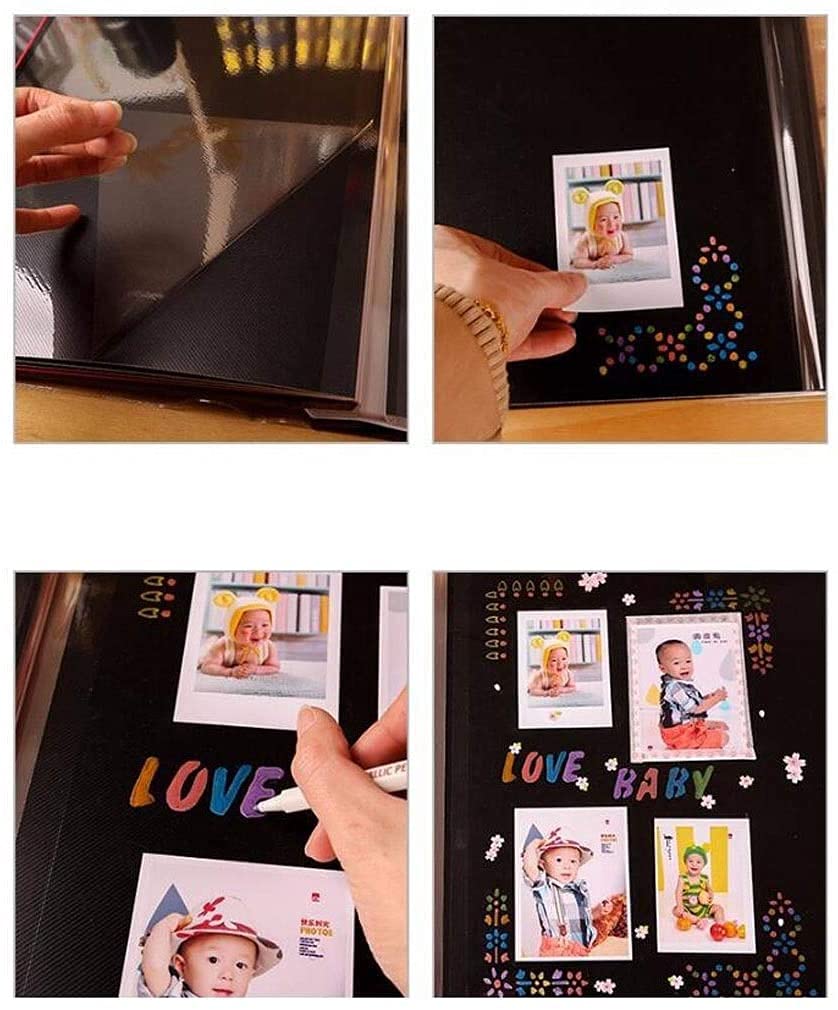 Album fotografico di famiglia, in pelle, con pellicola autoadesiva, realizzato a mano, 20 fogli/40 pagine, pagine interne bianche, 33 x 32 cm, colore: rosa