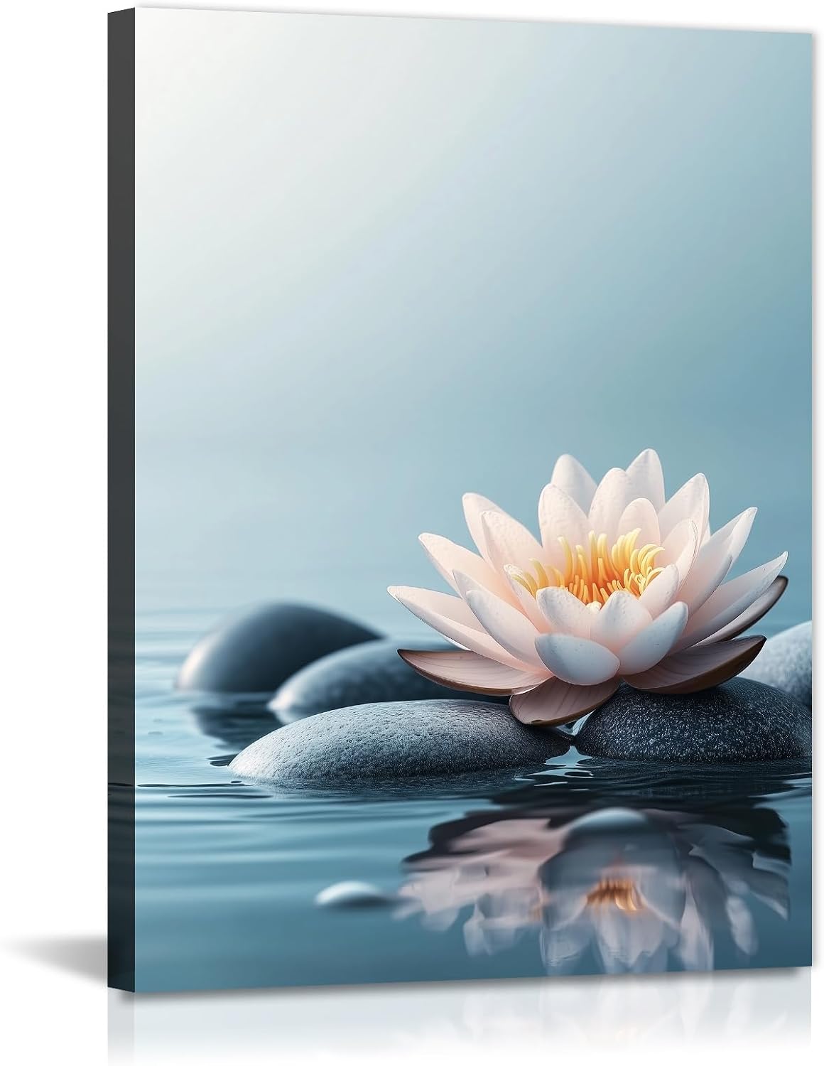 Lotus Flower Canvas Wall Art Blooming Zen Floral Picture Wall Decor for Spa Yoga Room Meditation Room Living Room Decor Framed(Artwork-2,12"x18")