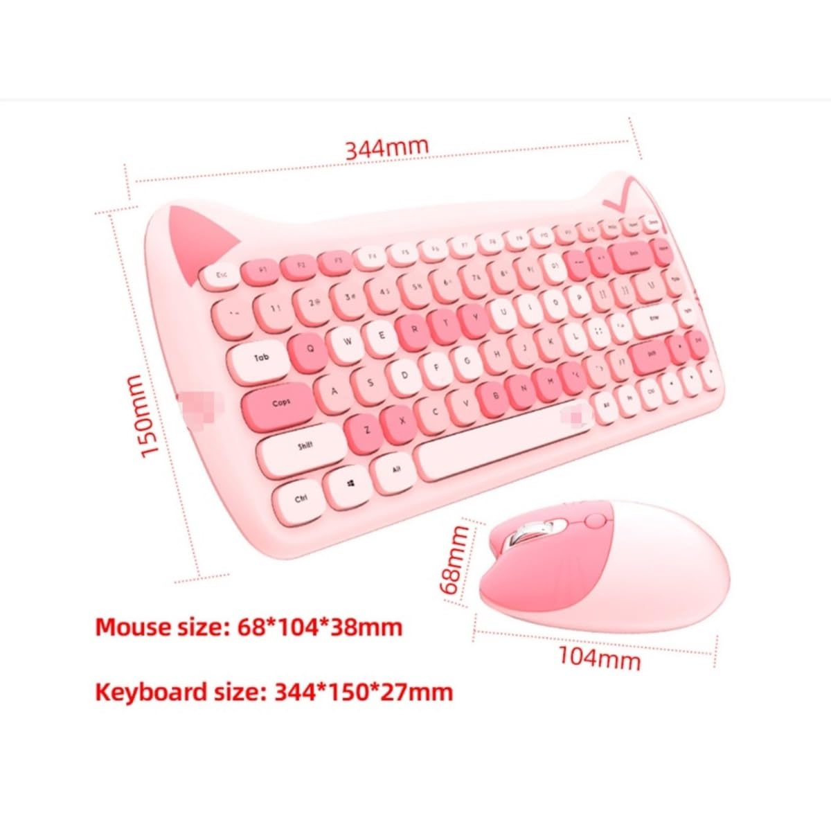 Klawiatury I Myszy Zestaw 84-klawiszowej Klawiatury I Myszy Matowe Wykończenie Bezprzewodowa, Ergonomiczna Konstrukcja 2.4G Zestawy Klawiatura I Mysz(Pink)