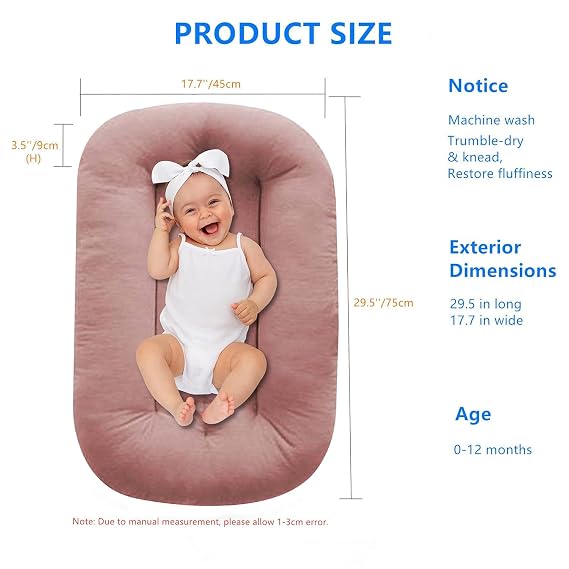 Baby Lounger for Infants 0-12 Months, Bionic Design Baby Lounger Soft Organic Cotton Breathable Lounger, Newborn Babies Essentials Gifts