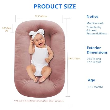 Baby Lounger for Infants 0-12 Months, Bionic Design Baby Lounger Soft Organic Cotton Breathable Lounger, Newborn Babies Essentials Gifts