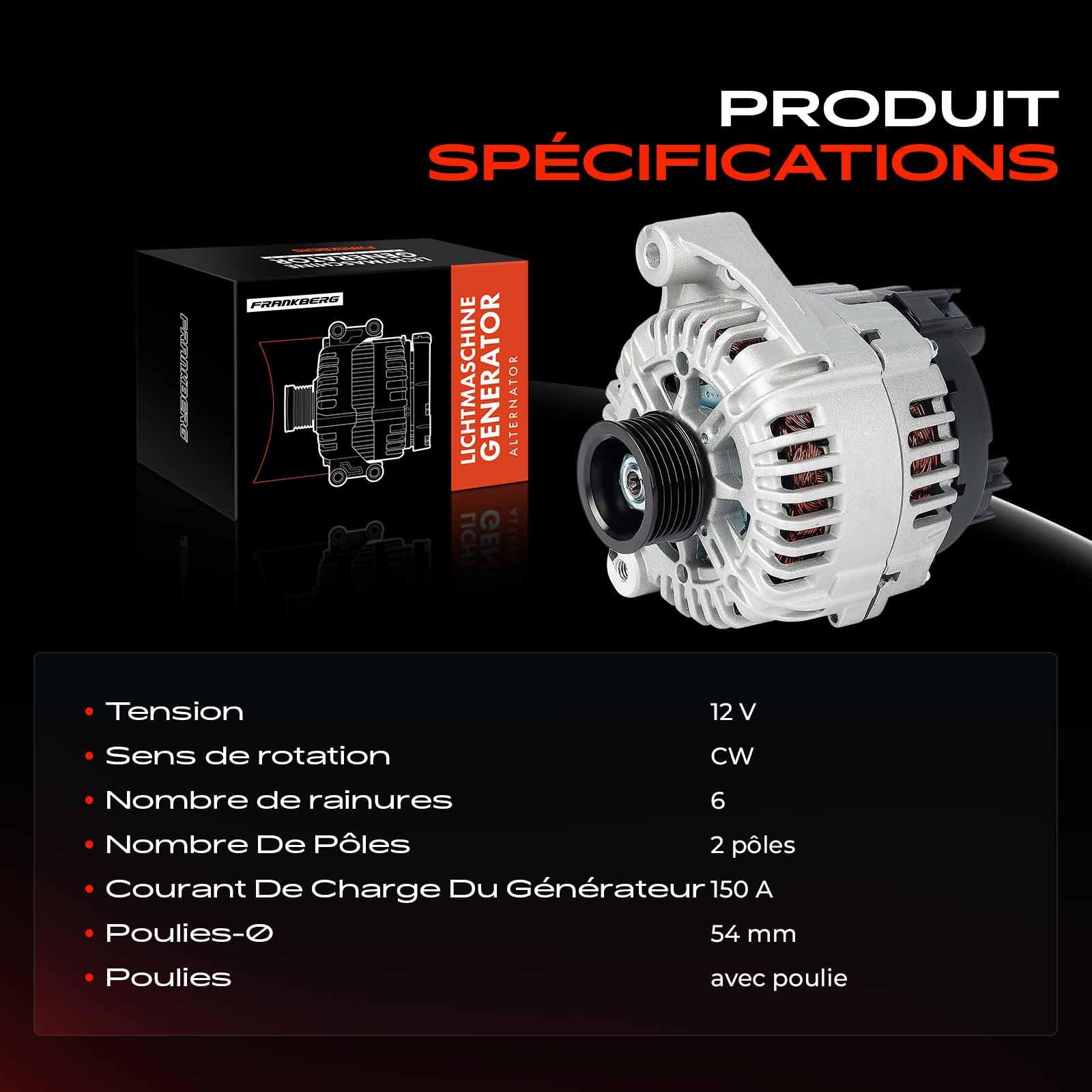 Frankberg Alternateur TG15C012 | TG15C012; Compatible avec: Série 3 E46, X5 E53, Série 3 Cabriolet E46, Coupé Série 3 E46, Série 5 E39