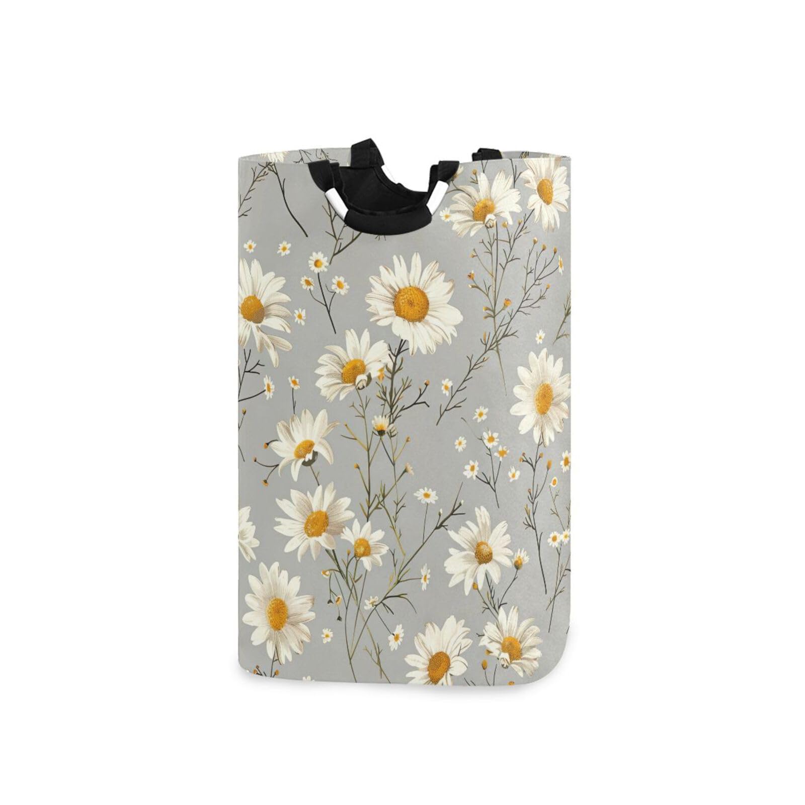 Jihqo Laundry Hamper Basket Elegant Daisy Collapsible Nursery Storage Bin Waterproof Clothing Baskets for Home Bedroom Bathroom Washing Room