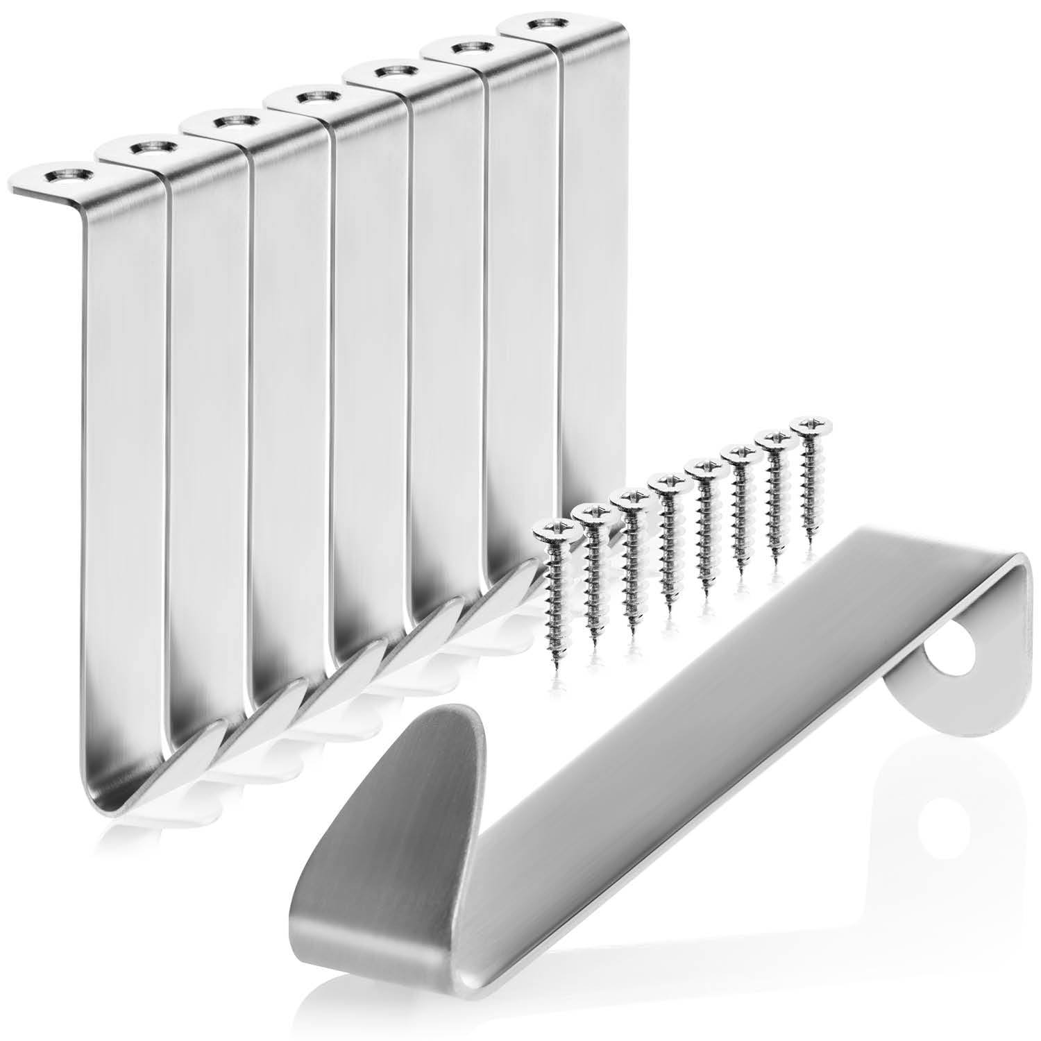 com-four® 8X Stainless Steel Over Door Hooks with Screw Hole 8.5 cm