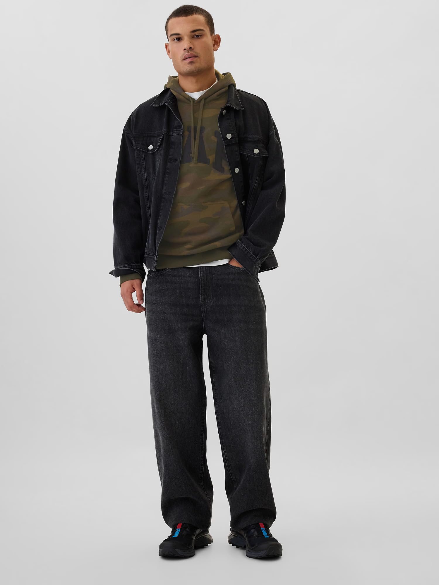 Gap Logo Heritage Hoodie Hooded Fleece Pull Over Sweatshirt Sudadera con Capucha Hombre (Pack de 1)