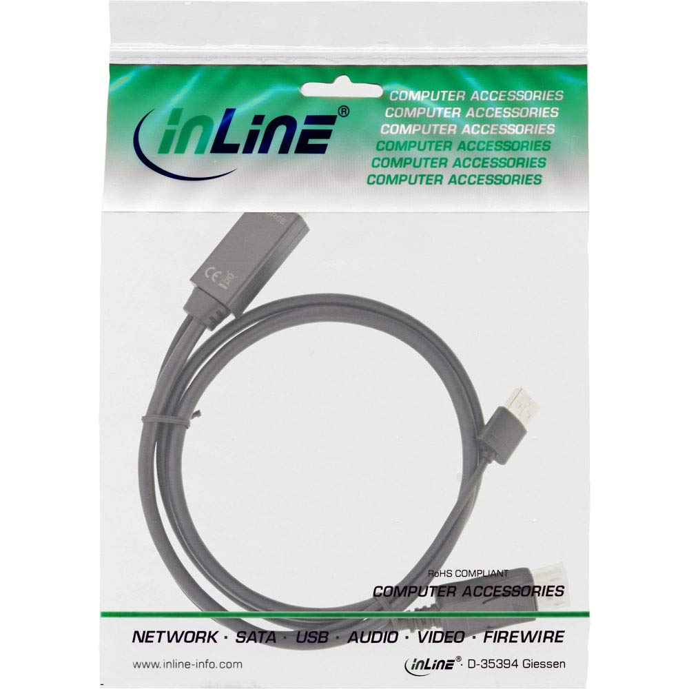 InLine® Câble convertisseur HDMI vers DisplayPort 4K Noir/doré 5 m