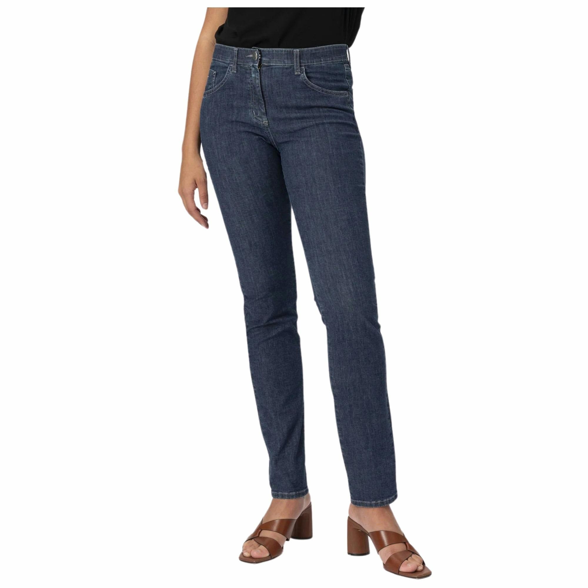 SAGGIO Iber Jeans Denim Virtual Elasticizzato Gamba Dritta con Dettaglio Strass Modello Leggero Comodo Donna Profumatore