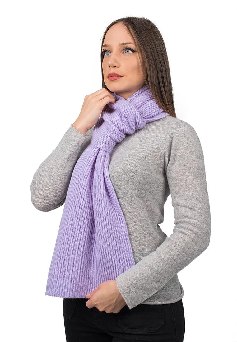 Dalle Piane Cashmere Womens 100% Cashmere Ribbed Scarf | Soft warm scarf, 9x71in, fall and winter, pure cashmere, cozy gift for women, lovely present, Made in Italy