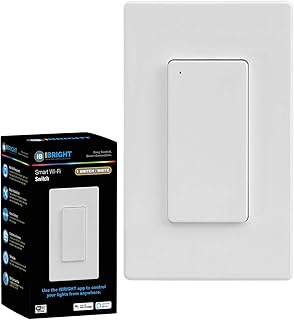 IBRIGHT Smart On/Off Wall Light Switch (1 or 3-Way), 2.4 Ghz Wi-Fi, 120VAC, LED & Incandescent/Halogen, Neutral Wire Required, No Hub Required (Works with Alexa and Google Assistant) cETL & FCC Listed