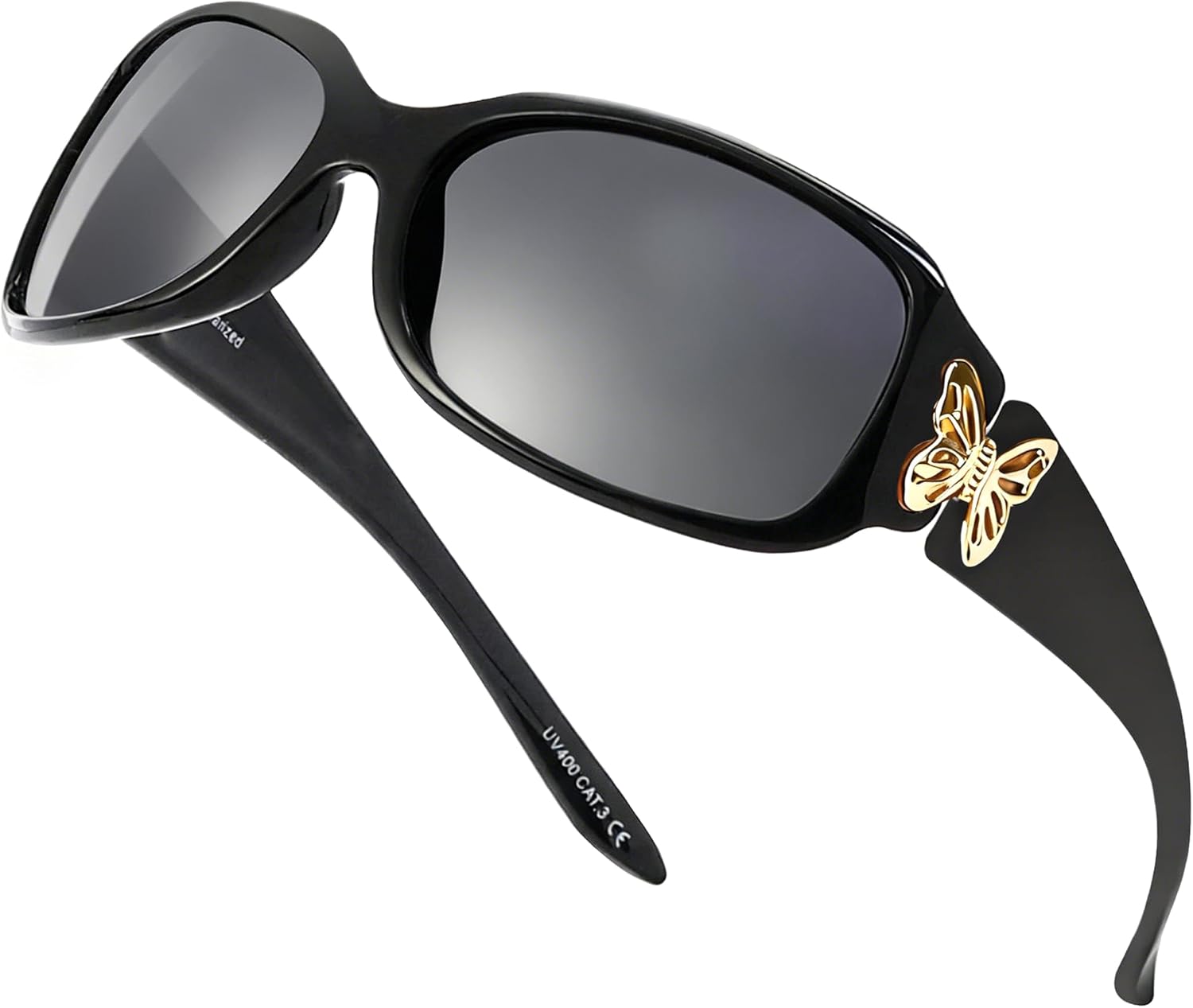 LVIOE Polarized Sunglasses for Women, Fashion Butterfly Decoration Driving Fishing-99.99% UV Protection