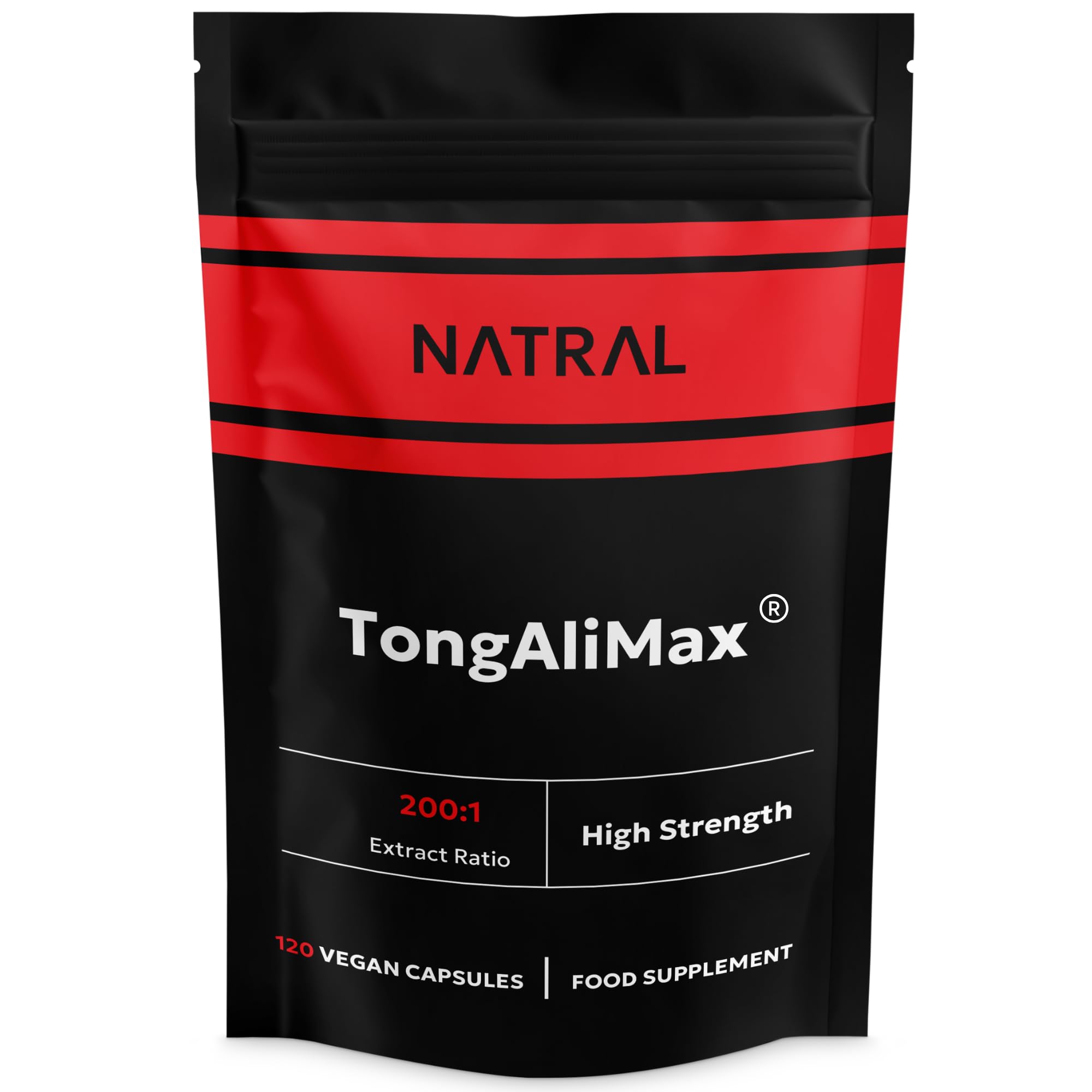 NATRAL TongAliMax Capsules - 120 Caps - Filled with 100% Pure Root Extract Only - with No Additives or Fillers - Promotes Natural Energy and Vitality for Men