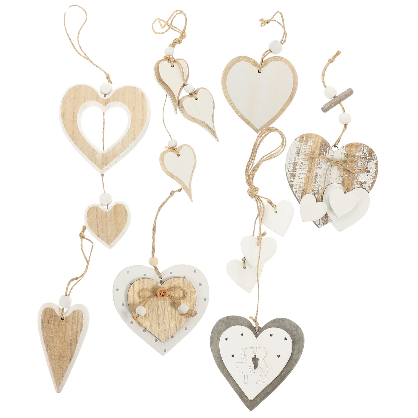Cabilock 3 Set Di Palline A Forma Di Cuore in Legno Ciondolo A Forma Di Cuore Da Appendere Decorazione Per La Casa Per La Festa Di