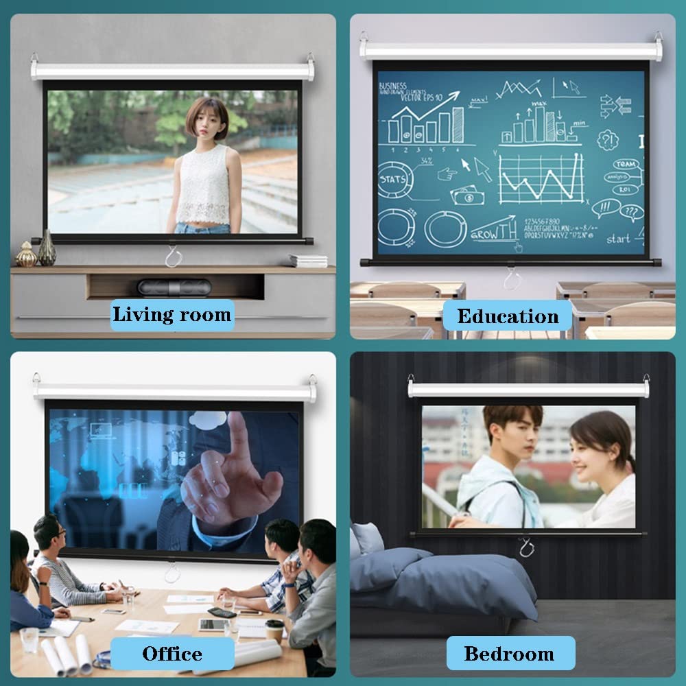 LENG 60 Inch Projection Screen Projector Screen Pull Down for Wall Or Ceiling Mounting Retractable Movie Screen for Schools Meeting Home Office (Size : 60inch(16:9))