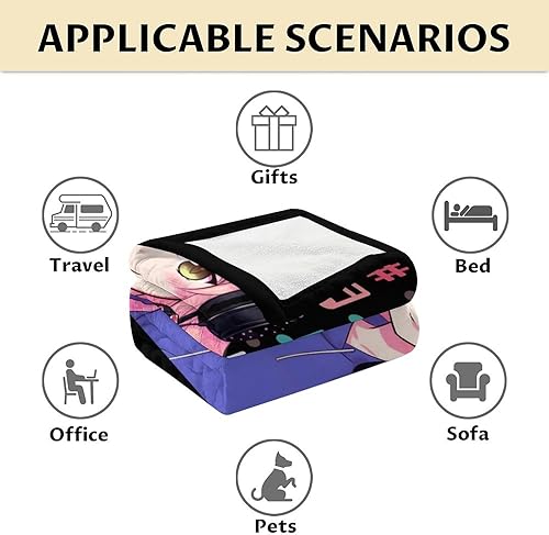 Miniatura 6 de Manta de anime  Manta pequeña de 50 x 40 pulgadas para niños, niñas y niños  Mantas suaves y cálidas para cama, sofá, color negro