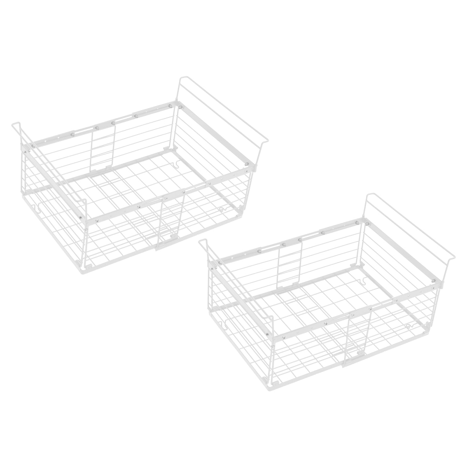 NaMaSyo 2 Pack Chest Freezer Baskets Organiser Stackable Organizer Kitchen Storage Boxes Handles Wire Bins Frozen Goods Sort (White)