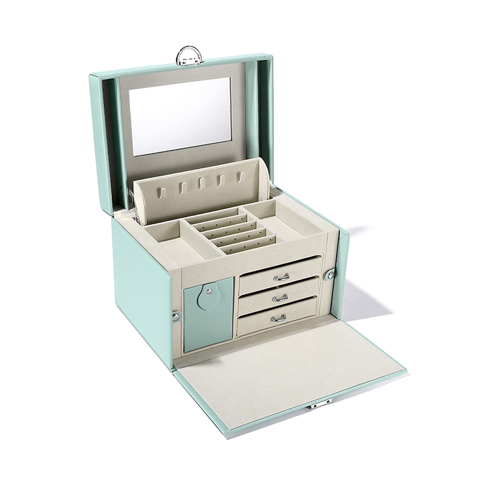 Makeup Organizers Jewelry Box for Women Girls with Mirror Necklace Ring Earrings Organizer Portable Travel Jewelry case for
