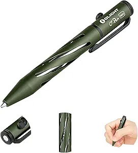 OLIGHT Open Mini Ballpoint Pen, Replaceable EDC Black Ink Pens By Bolt Action for Office, Working, Writing, Construction Work, Special Gifts and etc (OD Green)