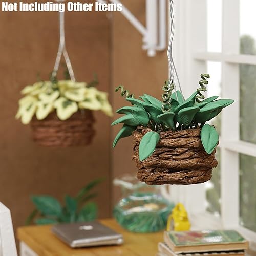 Miniatura 6 de Odoria 112 plantas colgantes en miniatura, mini planta en maceta, accesorios de decoración de casa de muñecas, accesorio para casa de muñecas, 2