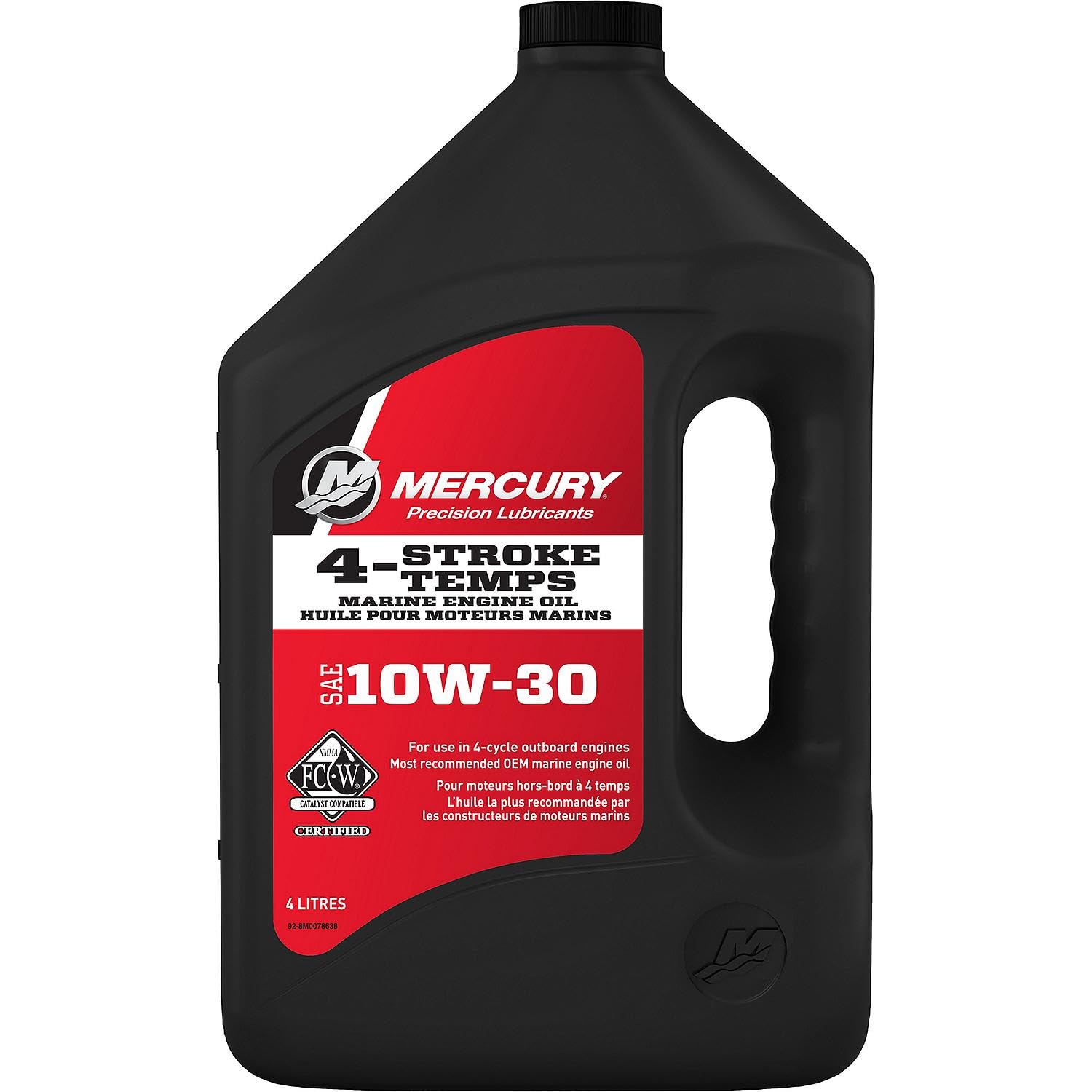 Mercury Marine 10W-30 4-Stroke Mineral Marine Engine Oil, 1 Gallon, 8M0078638