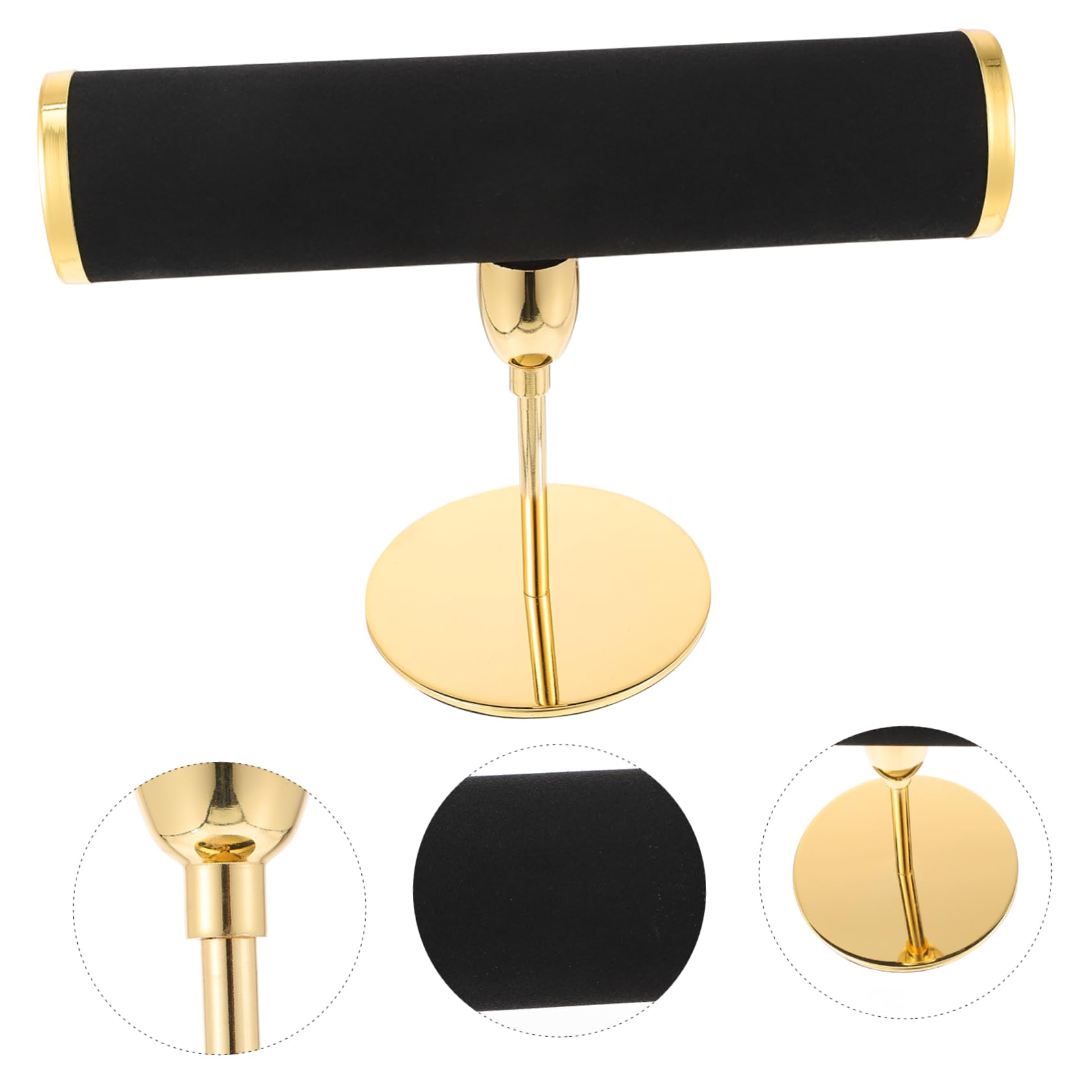 SHERCHPRY Espositore per Bracciali e Collane a Barra T in Microfibra e Metallo, Organizer per Orologi e Gioielli, Versione Oro per Arredamento Creativo