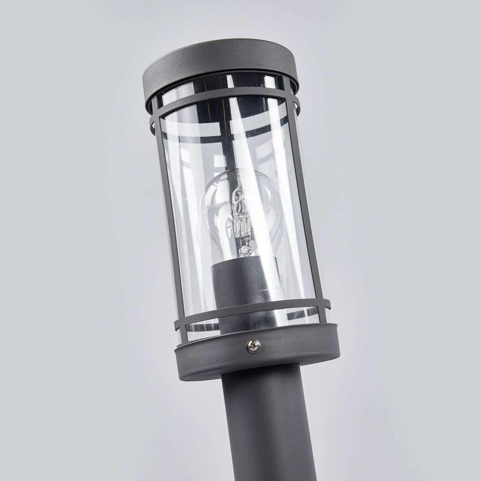 Lindby Djori Luminaire extérieur Borne lumineuse Gris Inox E27 1 lampe