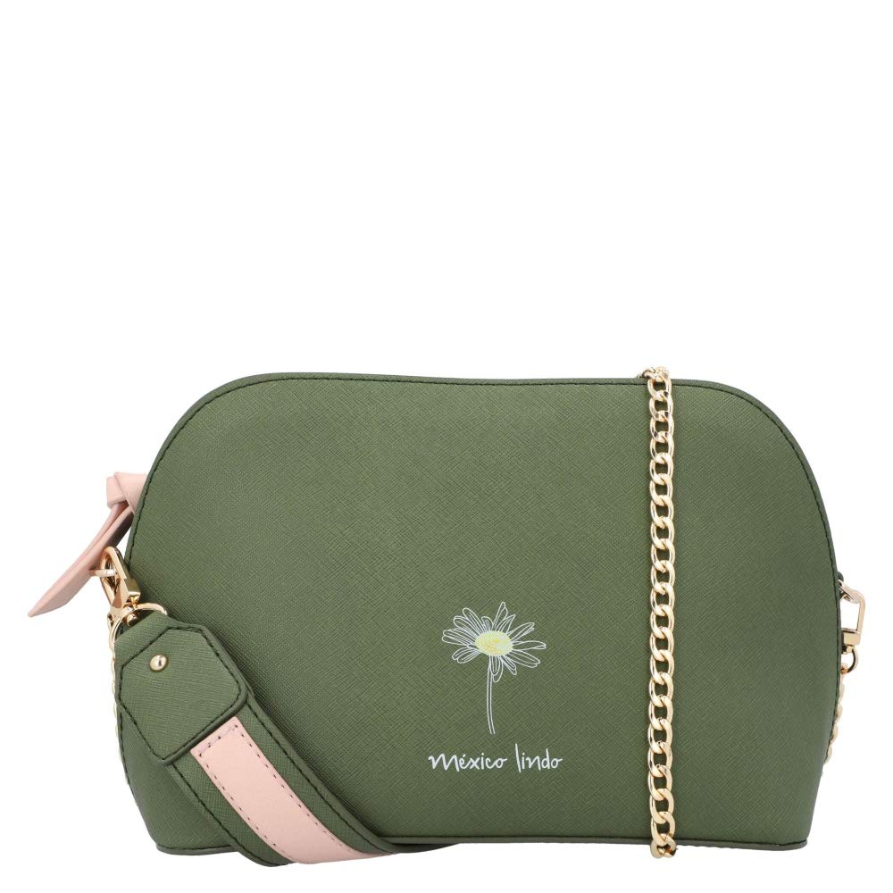 PIAGUI Crossbody for Woman JAZMIN Green Faux Leather Mexican Handbag