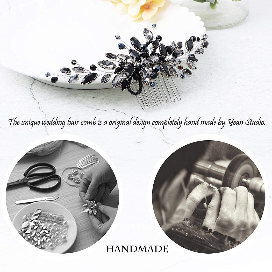 Handcess - Pettine per capelli da sposa, con strass argentati, accessorio per capelli da sposa, per donne e ragazze