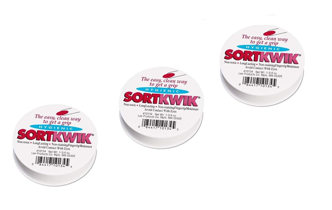 Lee Sortkwik Fingertip Moisteners, 1 3/4 oz, Pink, 3 Pack (10134