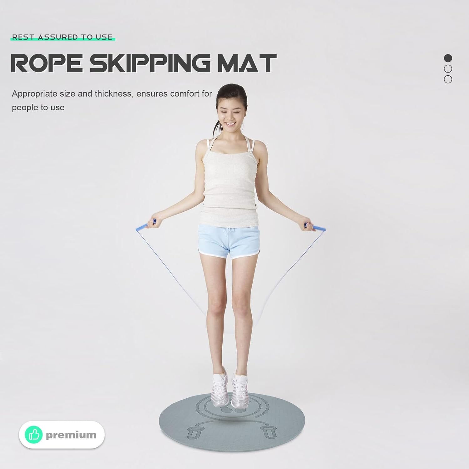 Non-slip Tpe Jump Rope Mat Thick Shock Absorbing Exercise Cushion Sound Fitness Mat for Indoor Home Gym Yoga Floor Protection