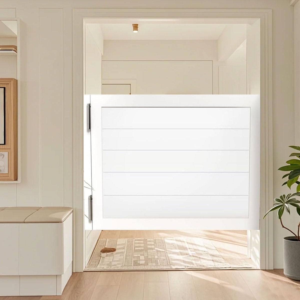 Portes battantes, portes de café, portes Séparation intérieures en bois massif, portes de grange à fermeture automatique, Style Western Demi Porte Simple pour porche(White,33.1"x35.4"(84x90cm))