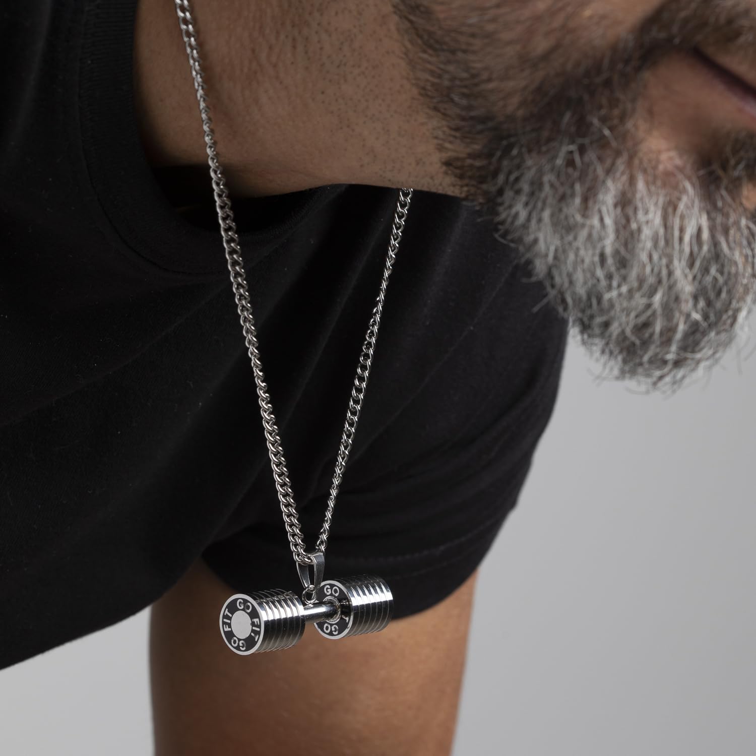 Regalo Hombre Colgante Mancuerna Acero Cadena Acero Inoxidable para Hombres