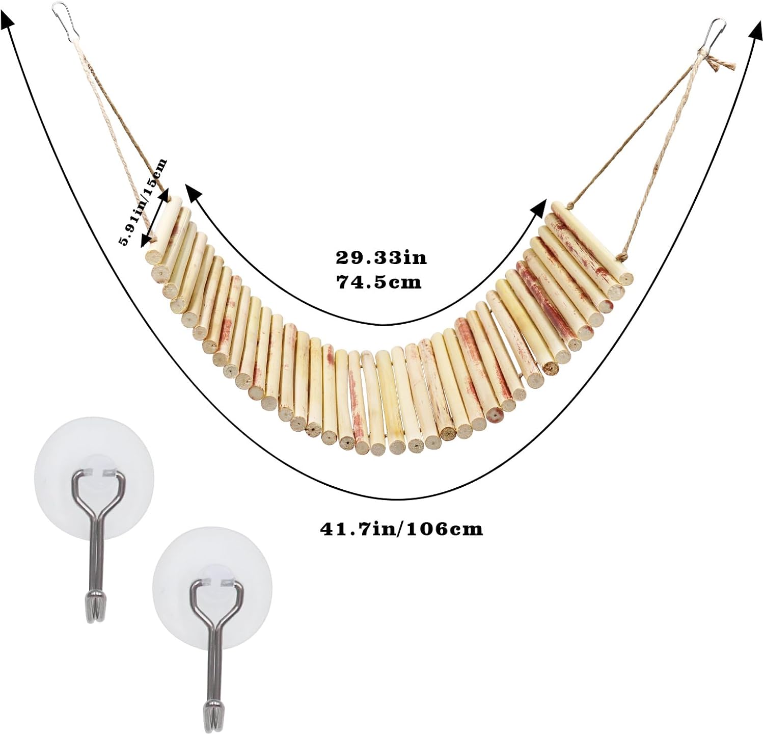 Lizard Climbing Toys, Natural Material Reptile Ladder Bridge Toys, Reptile Tank Accessories, Suitable for Lizard Bearded Dragon Hermit Crab Bird Parrot Snake 29.3 x 6 Inches
