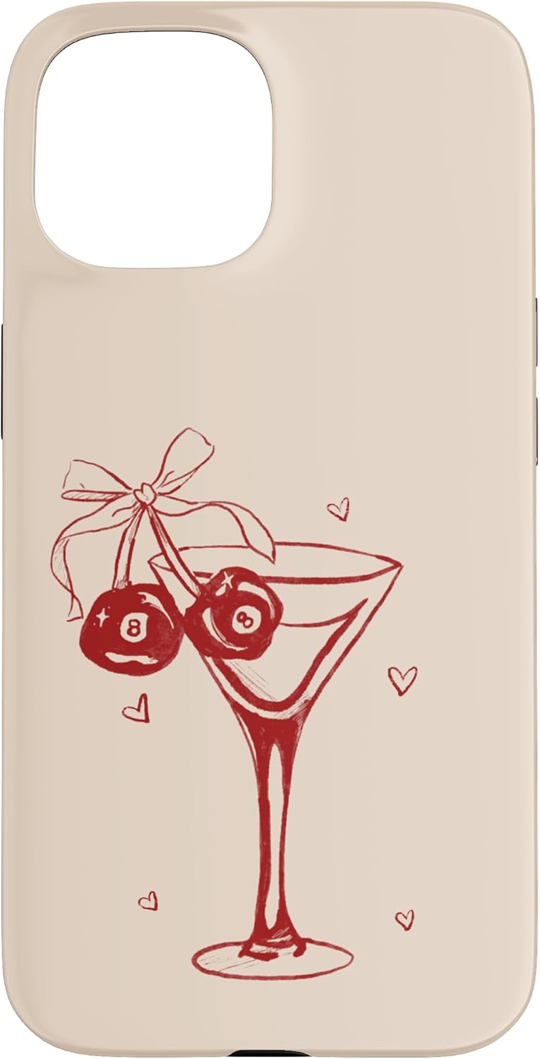 iPhone 14 Pro Max Retro 88 Cherries Ties Bow Wine Glass Cherry Dig Case